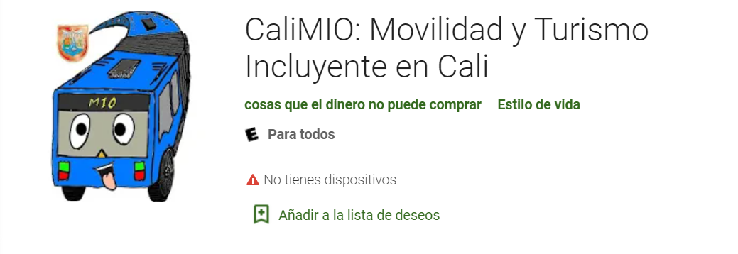 Logo App CaliMIO con características de Google Play